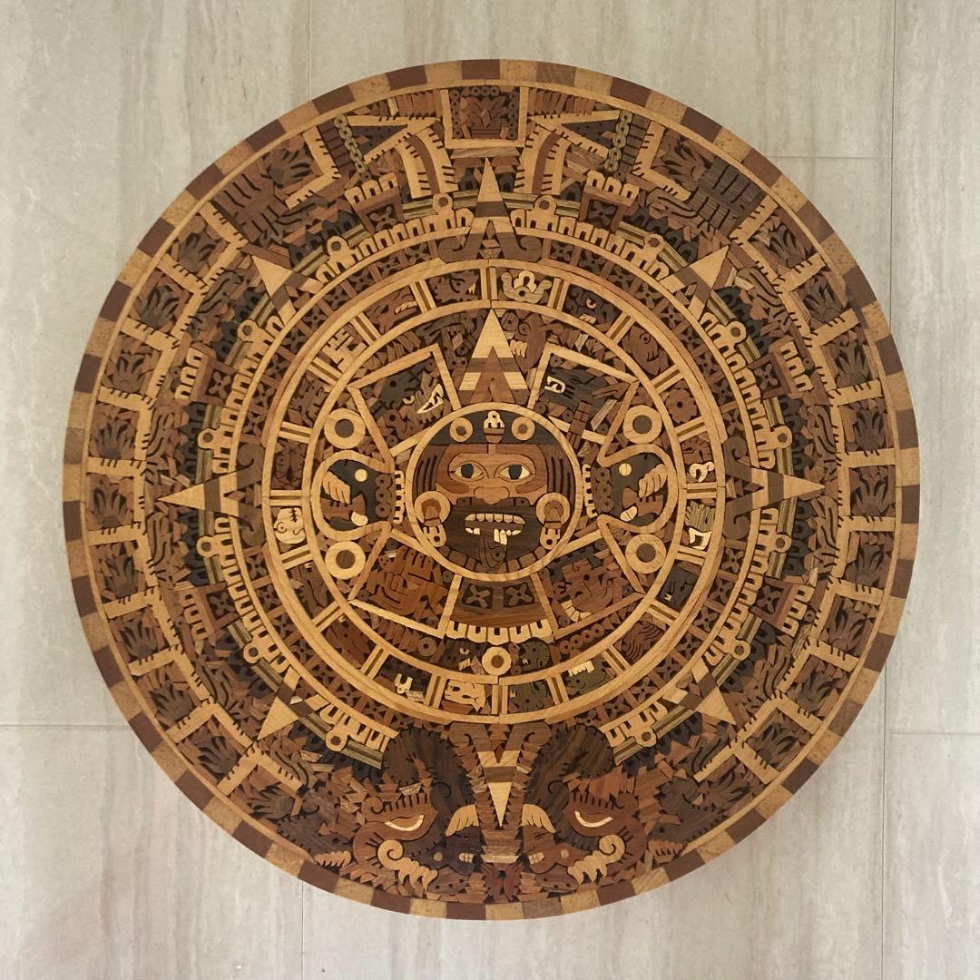 メキシコ 太陽の石 アステカ文明 アステカカレンダー 木製 - メルカリ