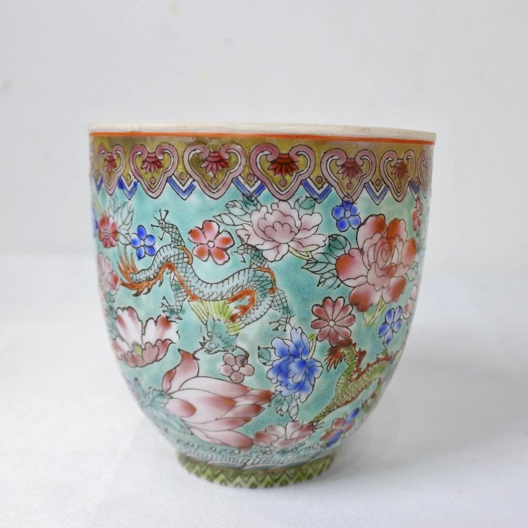 中国 景徳鎮製 粉彩 薄胎磁 龍華紋 杯 中国骨董 - メルカリ