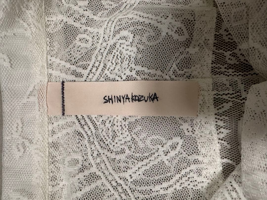 SHINYA KOZUKA レース柄 長袖ホワイトシャツ
