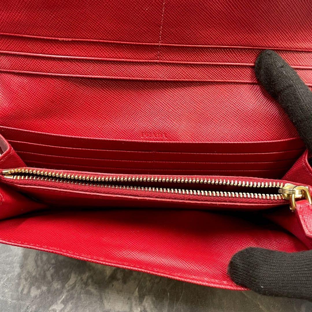美品✨PRADA リボン サフィアーノ 長財布 レッド - メルカリ