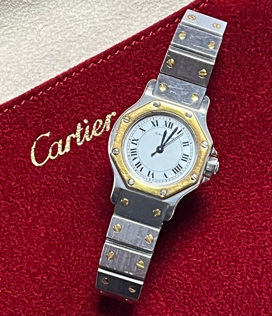 明日22時迄 訳ありCartier カルティエ サントスオクタゴン コンビSM カルティエ Cartier｜サントスオクタゴン LM｜自動巻き・1980年代製