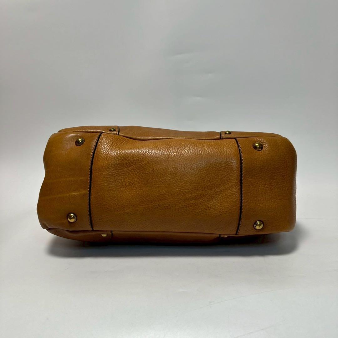 u85【美品】プラダ ロゴ金具 レザー クロシェット ハンドバッグ トート