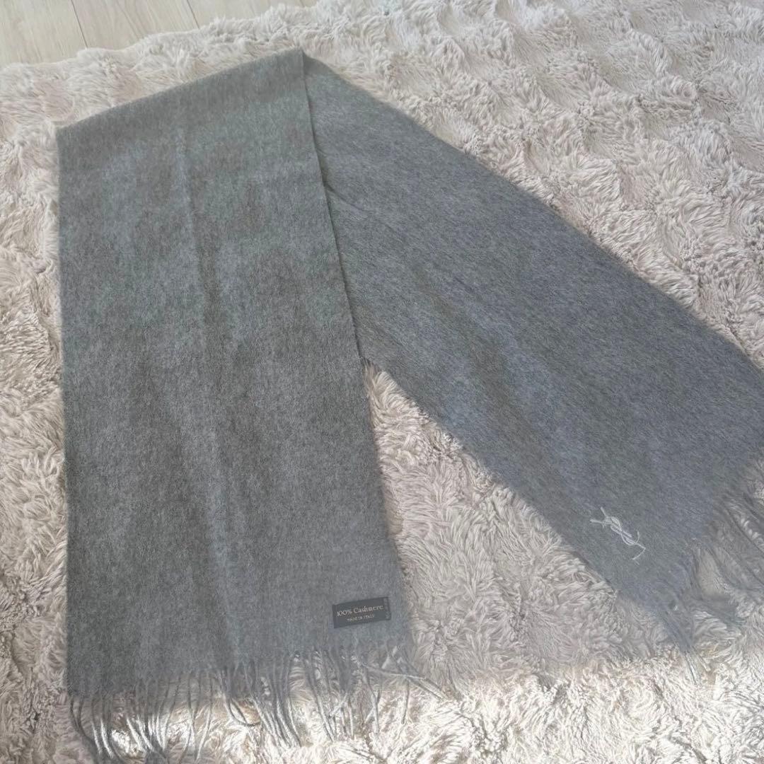 Yves Saint Laurent サンローラン グレー マフラー - メルカリ