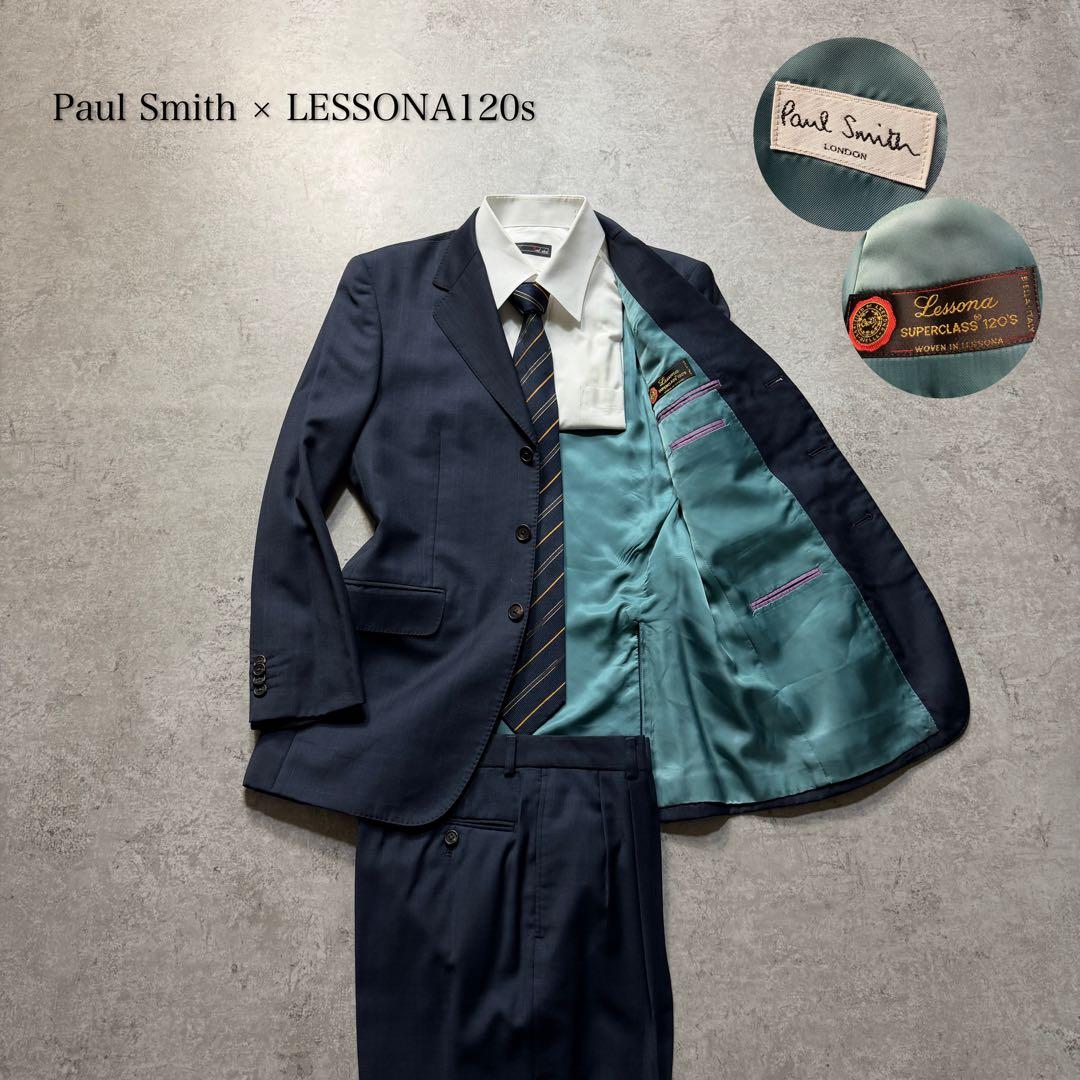 ポールスミス ネイビー 高級生地 チェック柄 メンズ セットアップ