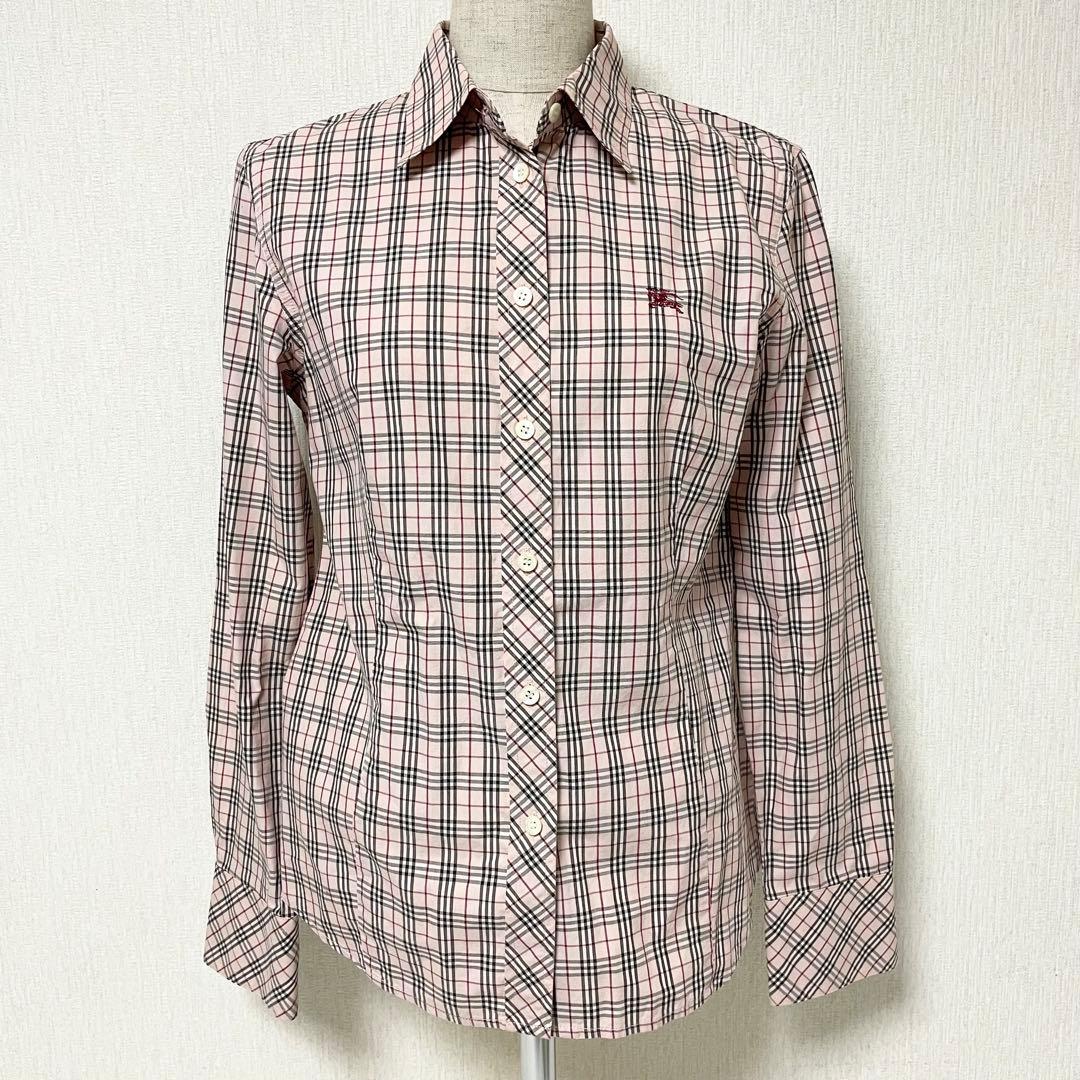 BURBERRY バーバリー ノバチェック ロゴ 刺繍 シャツ 40 ピンク - メルカリ