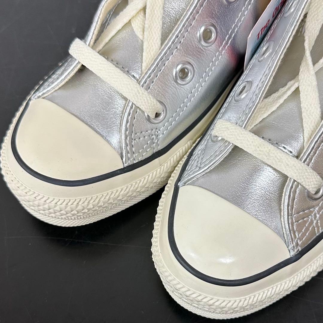 コンバース レザー オールスター R ハイ 23.5cm USA4.5 シルバー