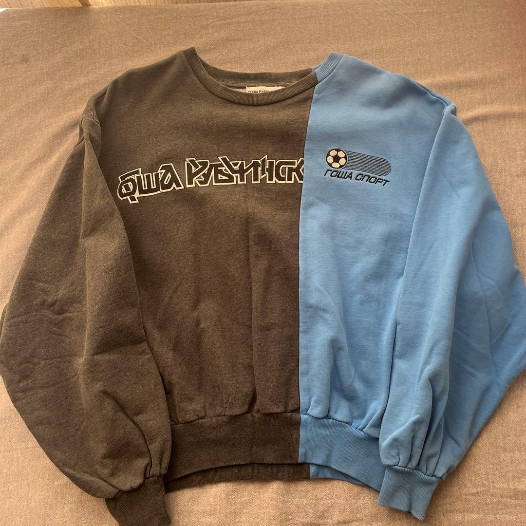 Гоша Рубчинский トレーナー XS グレー・ブルー TAHCHEE ターチー トレーナー スウェット レディース クロップド丈