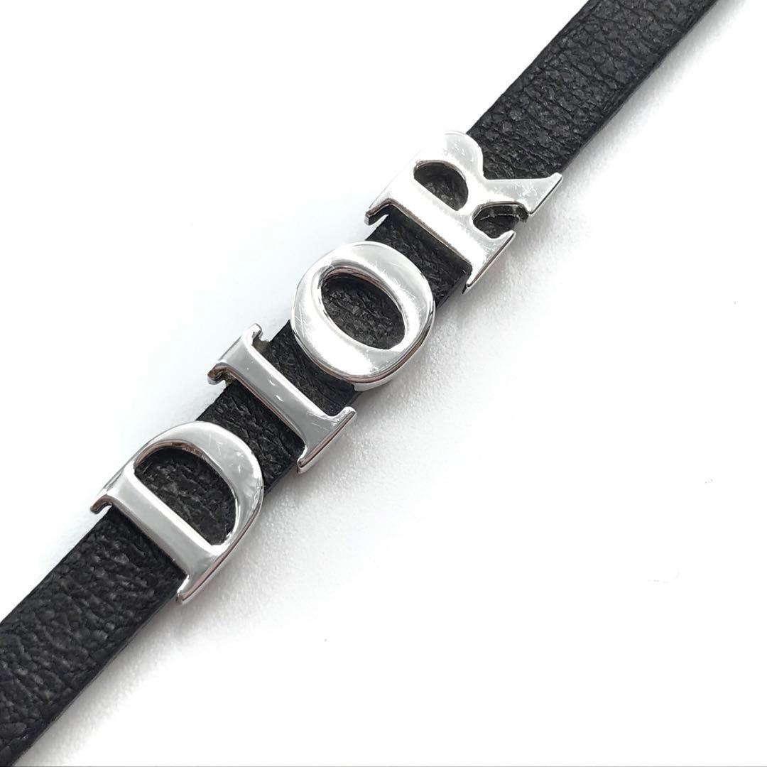 Christian Dior ディオール ロゴ レザー ブレスレット シルバー - メルカリ