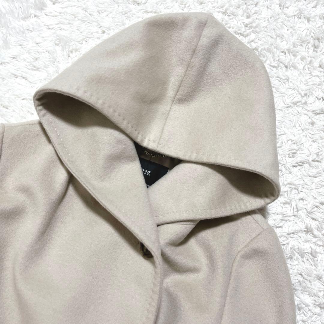 美品✨23区 ビーバーダブルコート アンゴラ混 フード Mサイズ ベージュ