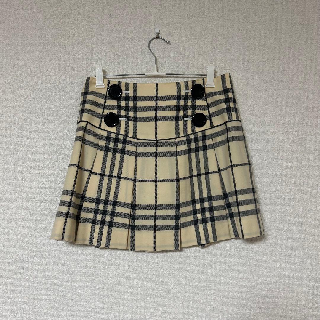 バーバリーブルーレーベル ノバチェック プリーツ スカート ミニ