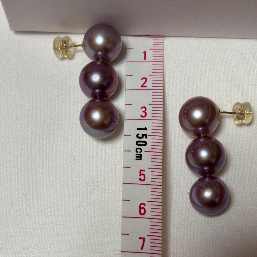 Mika jewellery無調色 紫真珠淡水パールk18ピアス ミカジュエリー