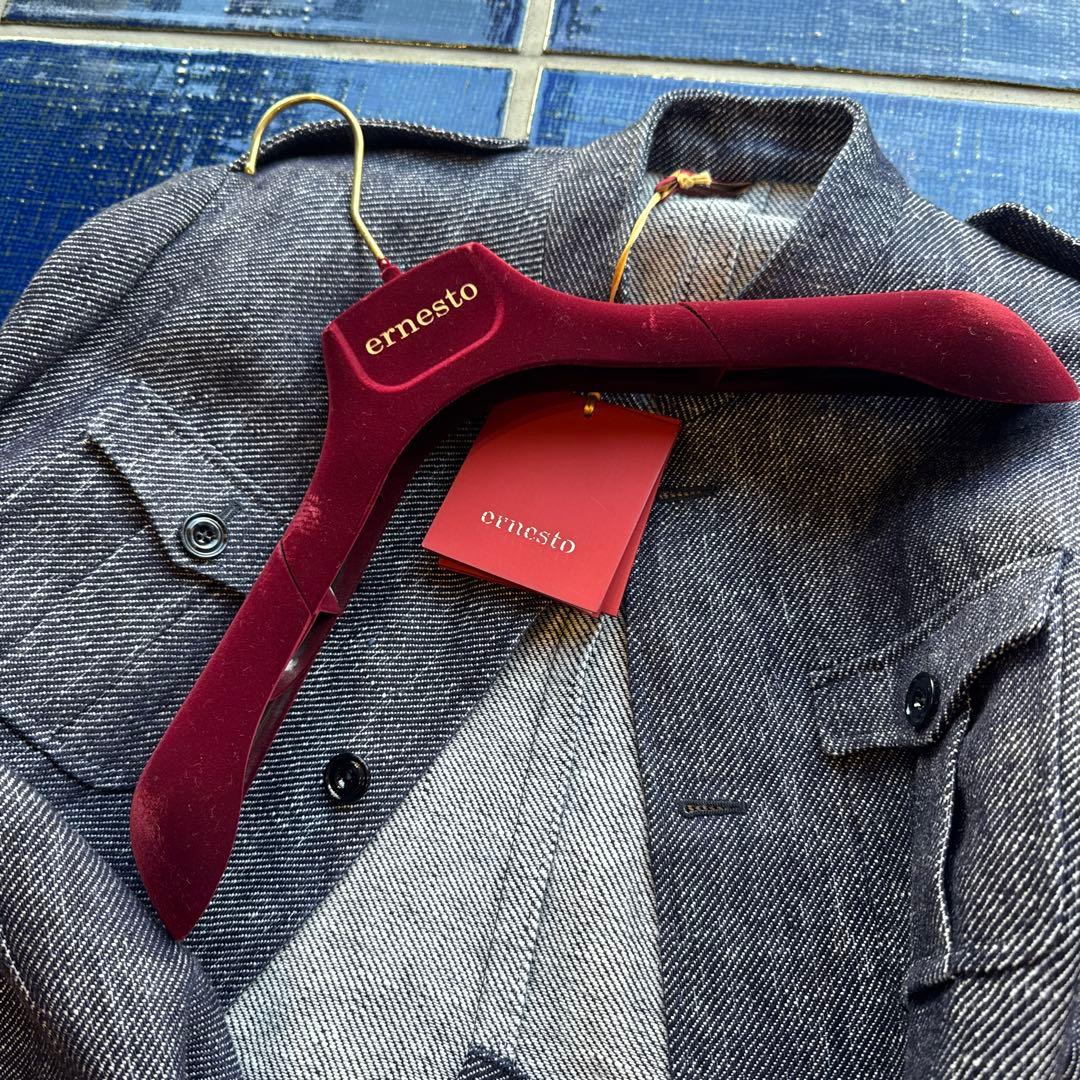 ernestoエルネスト リネンデニム極厚 スタンドカラージャケット52新品