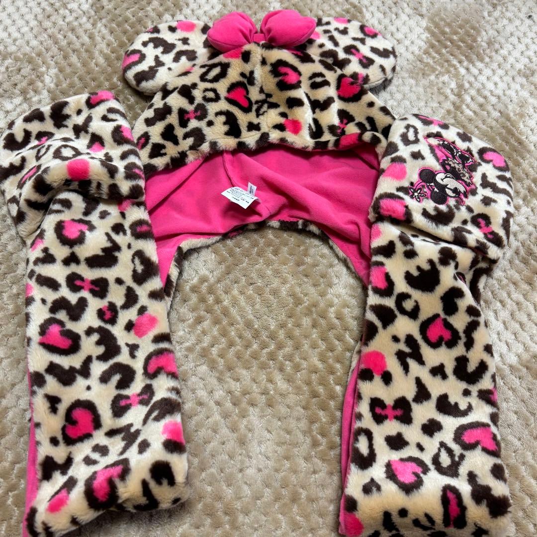 ミニーヒョウ柄マフラーキャップ - メルカリ