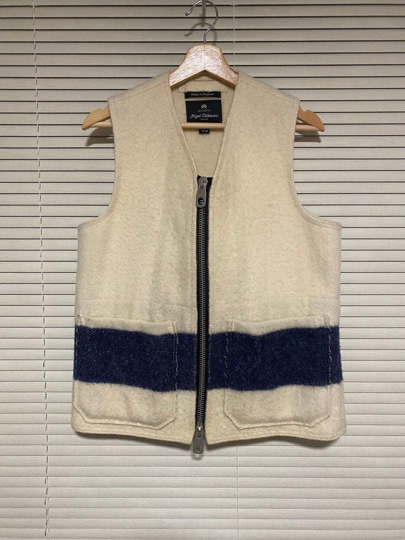 Nigel Cabourn ウールベスト 46 アイボリー/ネイビー New Arrival】 NIGEL CABOURN（ナイジェルケーボン） ウールベスト