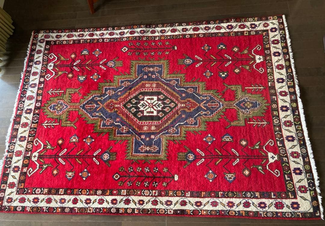 手織りウールペルシャラグ 約150×215センチ 手織りウールペルシャラグ 約150×215センチ ペルシャ絨毯（手織り）約