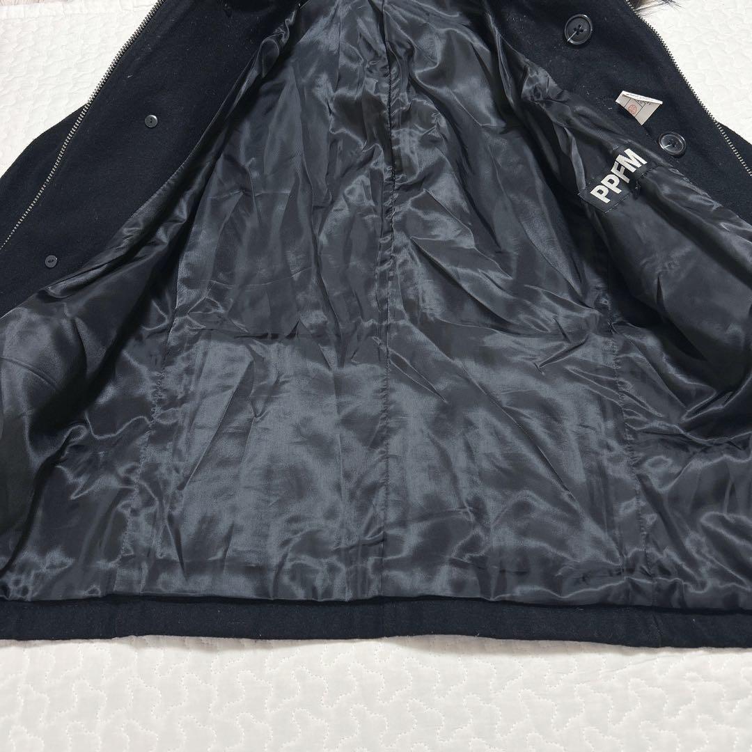 PPFM】ナポレオンジャケット(M)フード・ラクーンファー付 黒 ウール