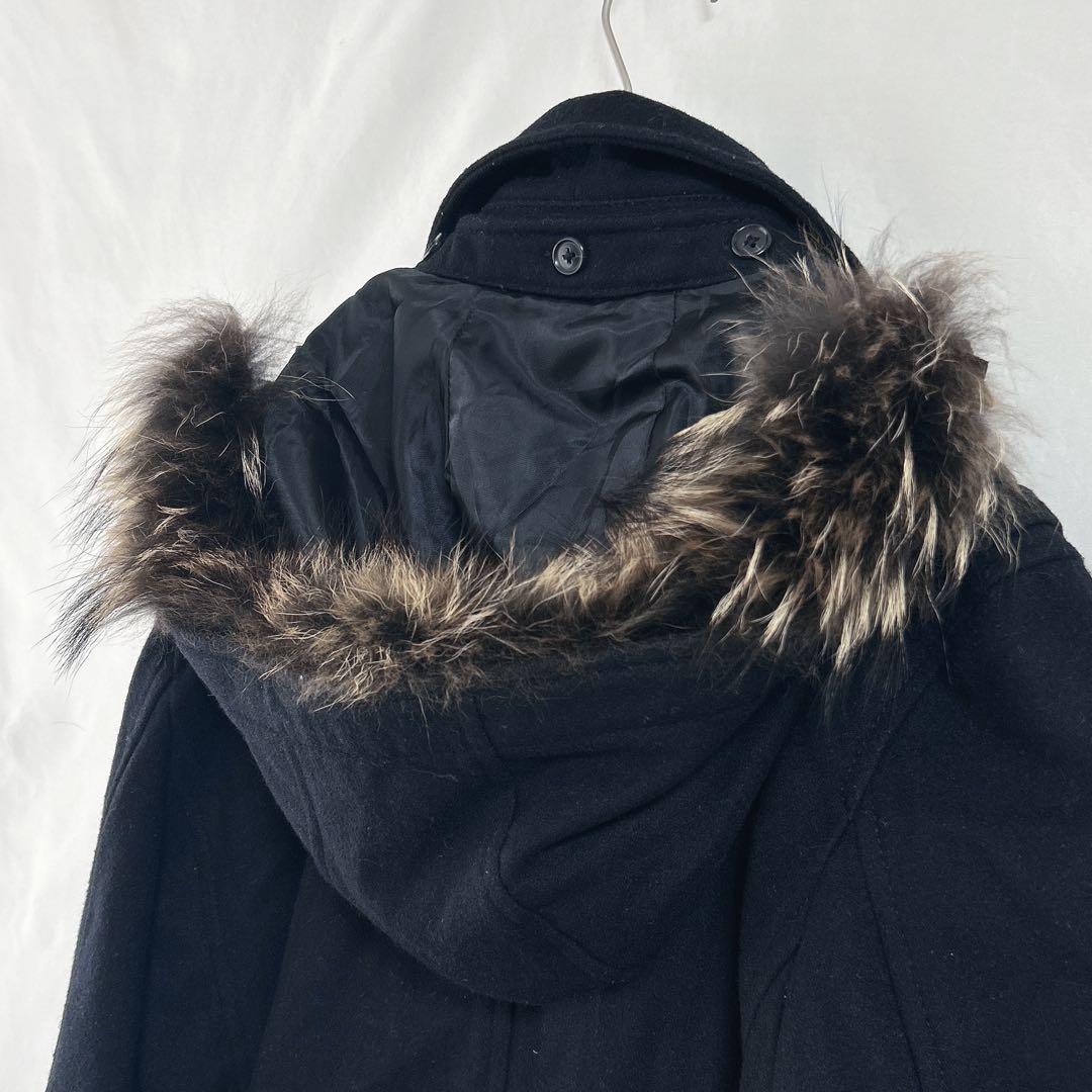 PPFM】ナポレオンジャケット(M)フード・ラクーンファー付 黒 ウール