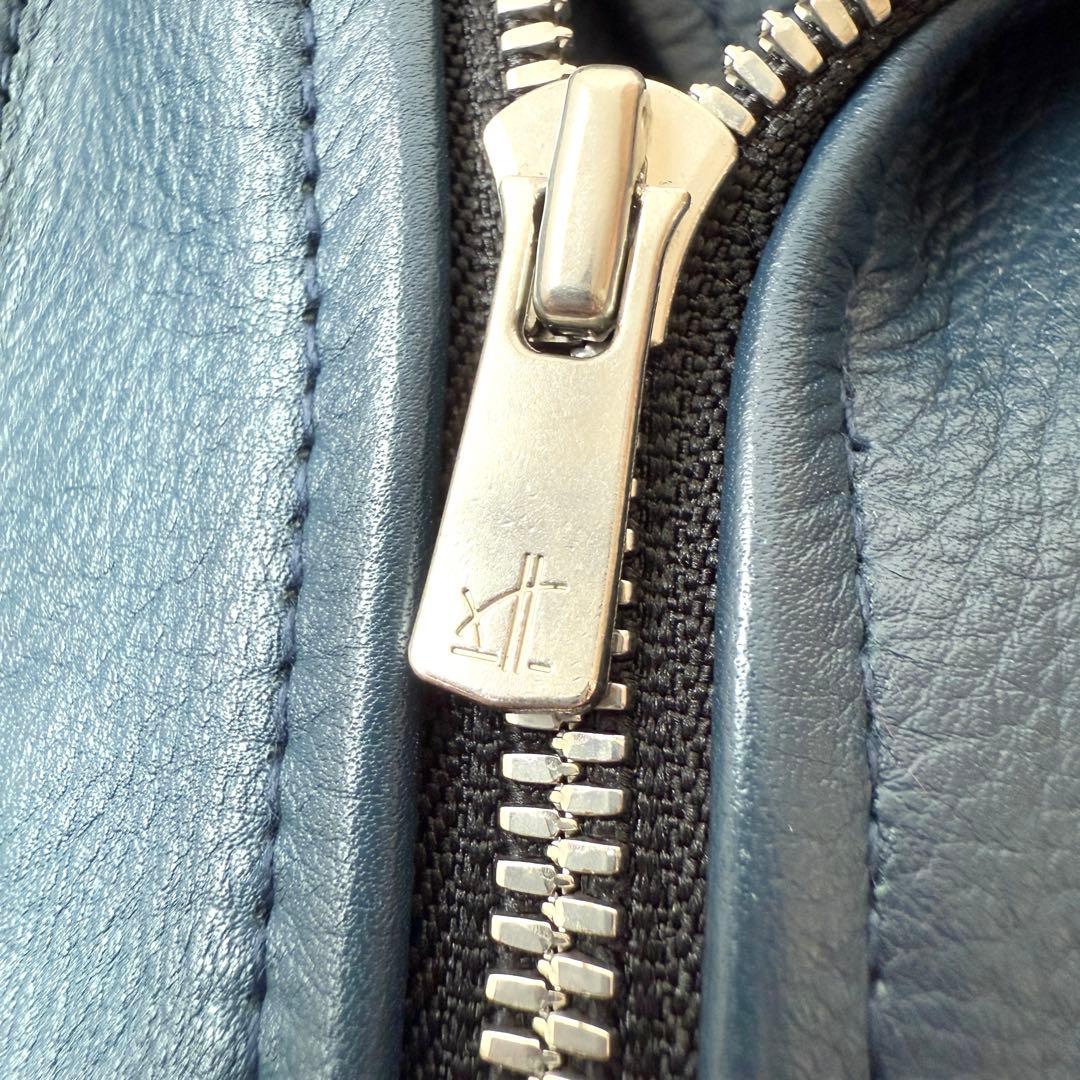 美品✨】NO ID. 牛革 ダブルライダースジャケット レザー ネイビー×赤