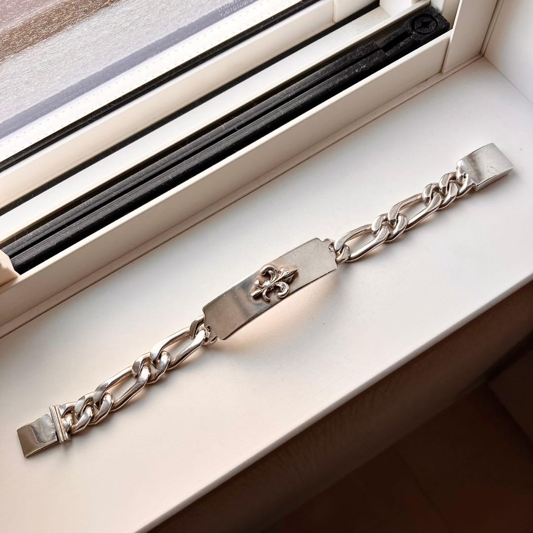 80.74g MEXICO 百合 フィガロ シルバー925 IDブレスレット