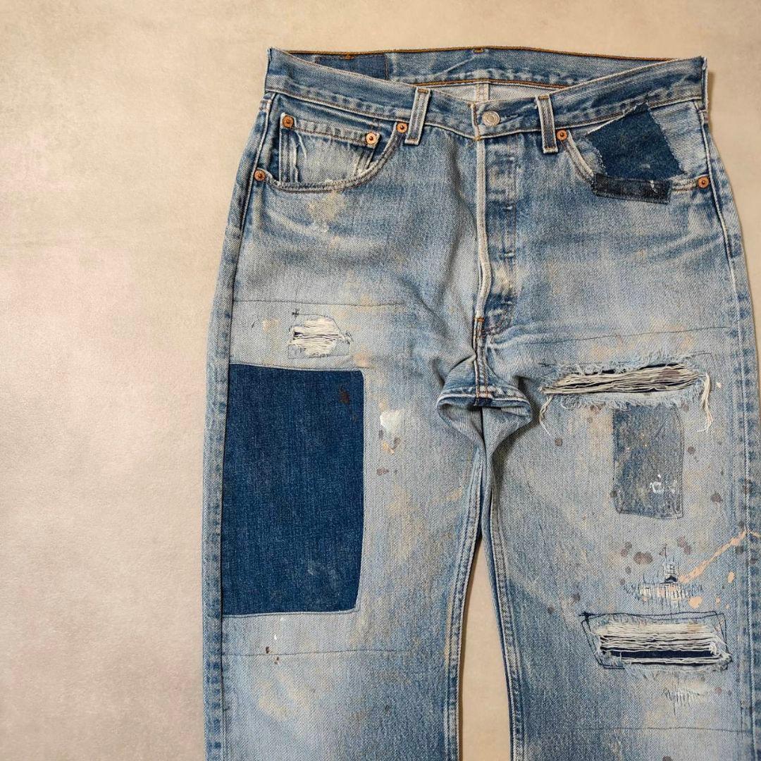 ビンテージ リーバイス 501 グランジデニム ダメージ パッチワーク w34 ビンテージ リーバイス 501 ダメージ パッチワーク グランジデニム w34