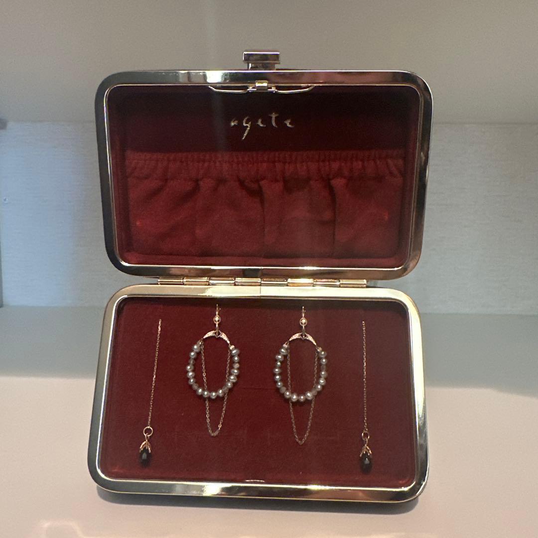 agete パールとチェーンのフープピアス　セット WEB限定》K10パールピアスセット｜ピアスチャーム｜アガット 公式