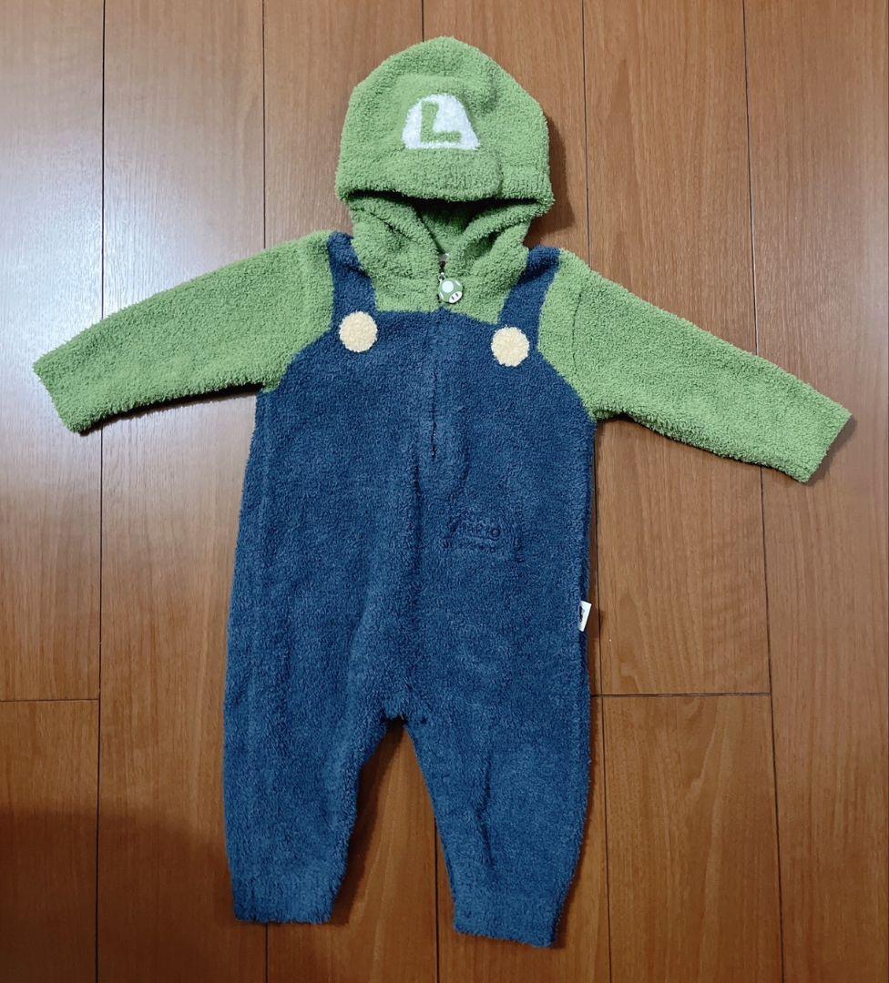 ジェラート ピケ】 スーパーマリオ【ベビー】 ルイージロンパース 80