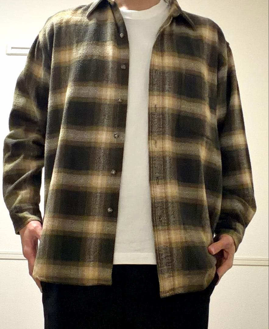 希少 80s オールドユニクロ OLD UNIQLO オンブレチェックシャツ L
