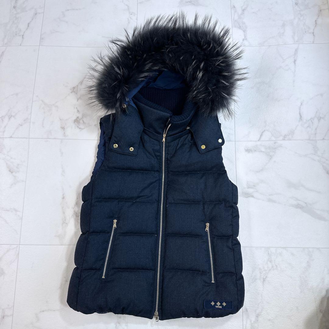 タトラス ダウン ベスト LUSERA 02ネイビー リアルファーフード ウール