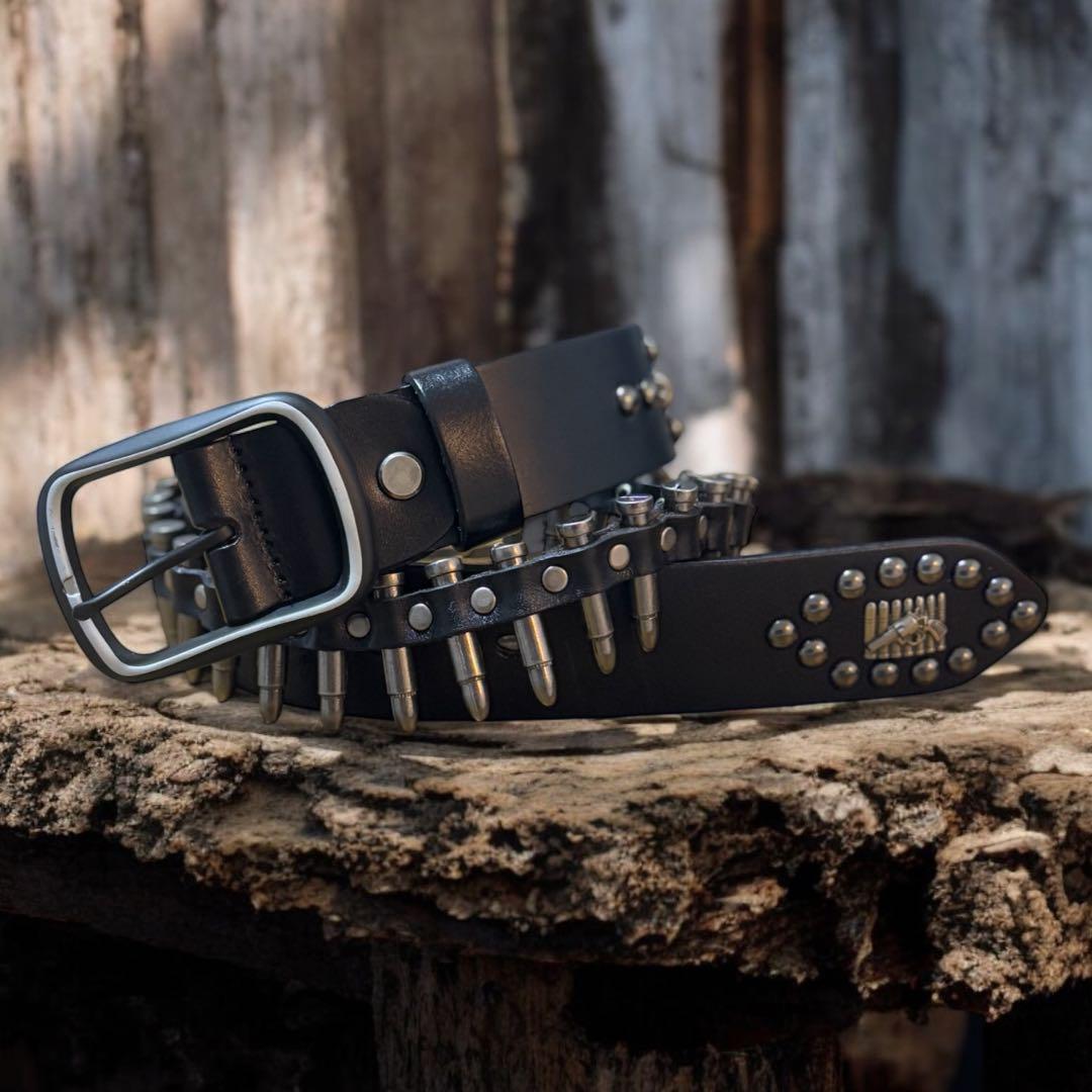 弾丸ベルト 平成初期 お兄系 パンク y2k グランジ 古着 黒 wb89-6