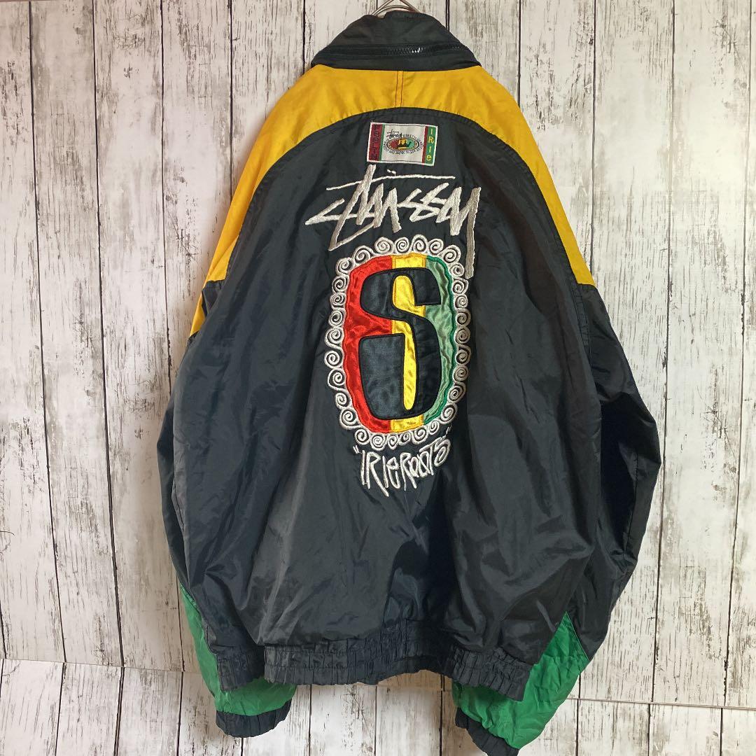 激レア 90s STUSSY【ステューシー】ラスタカラー 刺繍ナイロン