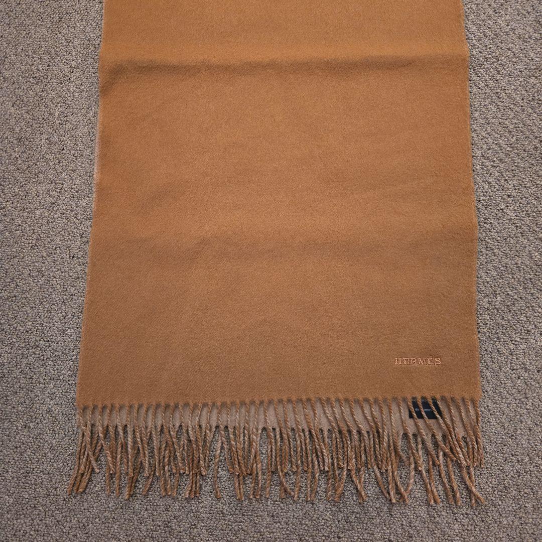 エルメス　マフラー　カシミア　キャメル HERMES エルメス マフラー リバーシブル マフラー カザック シェヴロン