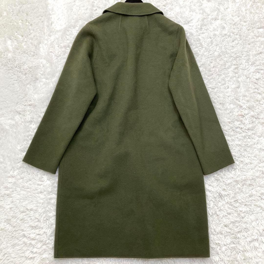 Theory カシミヤ混 ダブルフェイスチェスターコート カーキ 36 ロング