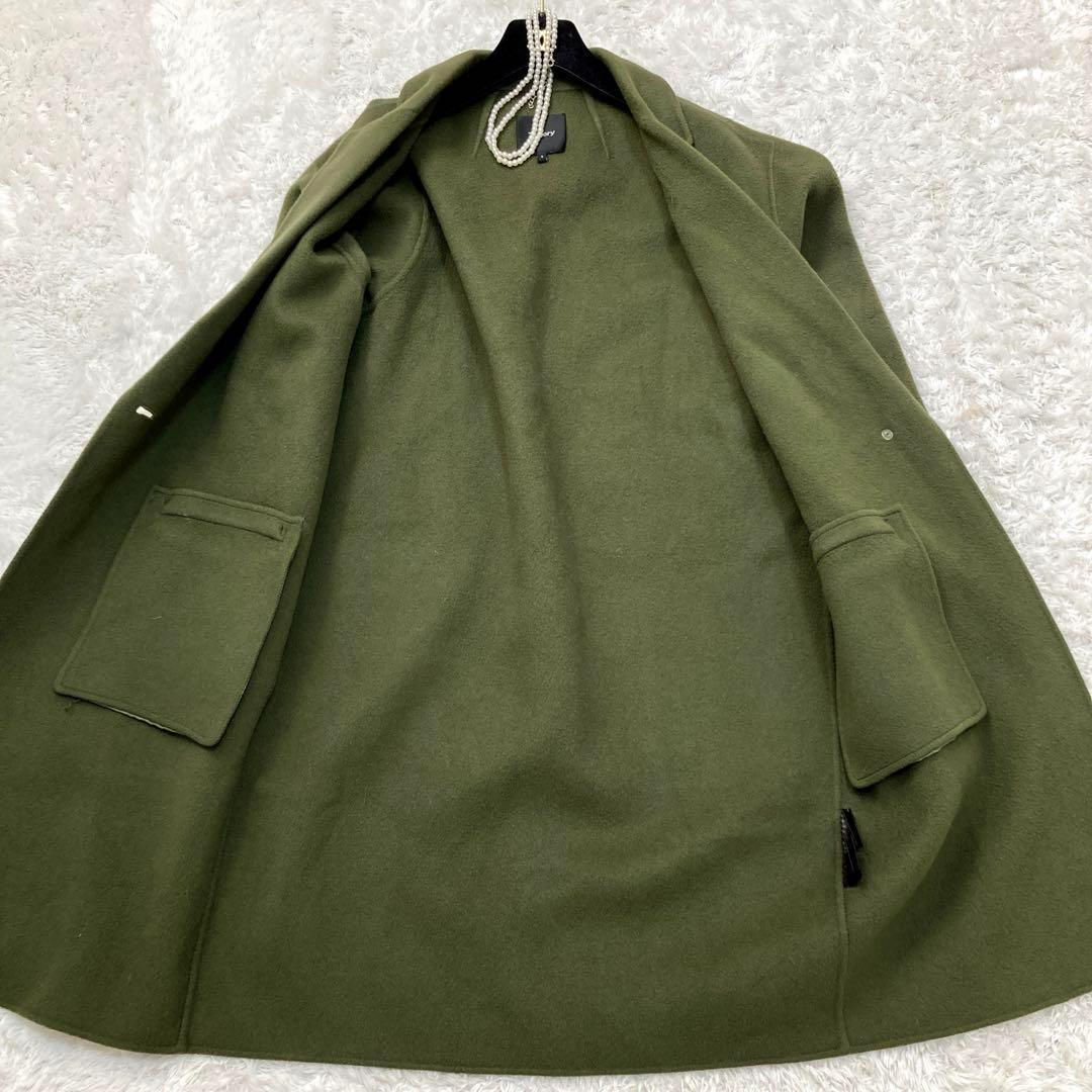 Theory カシミヤ混 ダブルフェイスチェスターコート カーキ 36 ロング