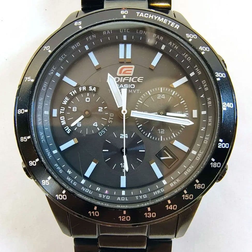 CASIO EDIFICEクロノグラフソーラー電波腕時計ブラック備品付き カシオ エディフィス CASIO EDIFICE ソーラー 腕時計 メンズ クロノ