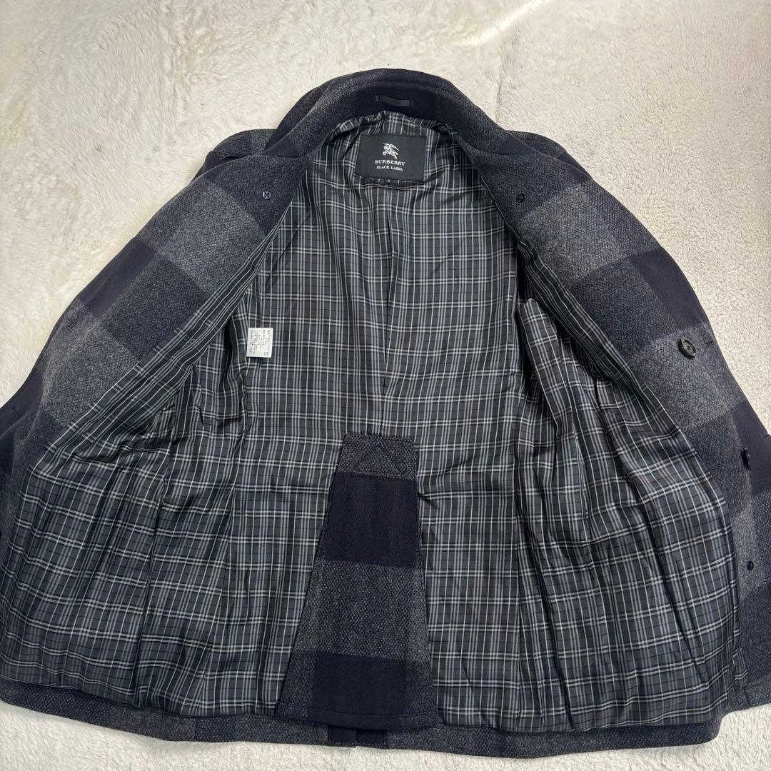 貴重 バーバリーブラックレーベル ウールピーコート ネイビー・グレー