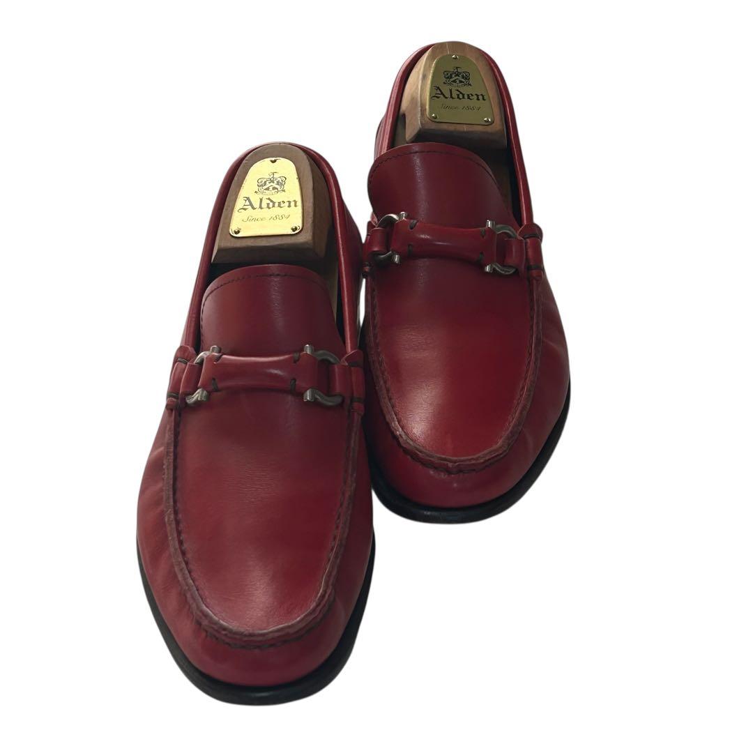 美品 希少カラーフェラガモ ガンチーニローファー レッド 25.5cm