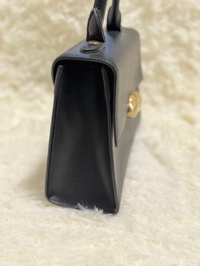 美品】アニュアンス anuans モチーフ付きミニハンドルバッグ 黒