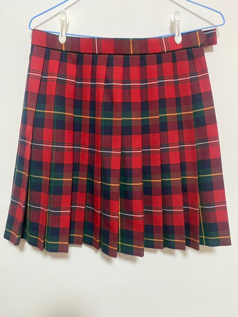 赤と緑のチェック柄プリーツスカート 2色展開】「Meridian」チェック柄 プリーツ スカート レッド - 古着屋