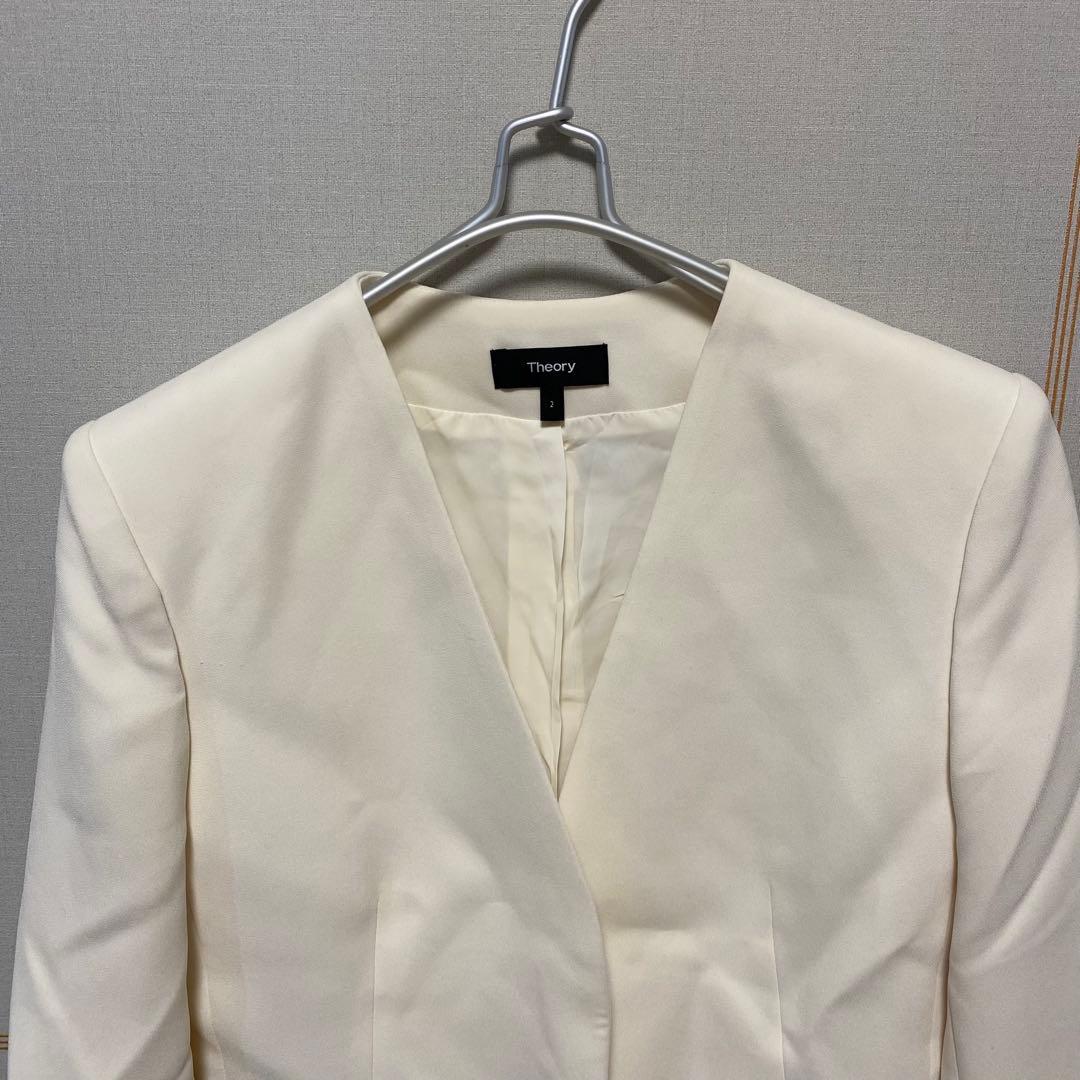 美品】Theory ノーカラージャケット サイズ2 オフホワイト - メルカリ