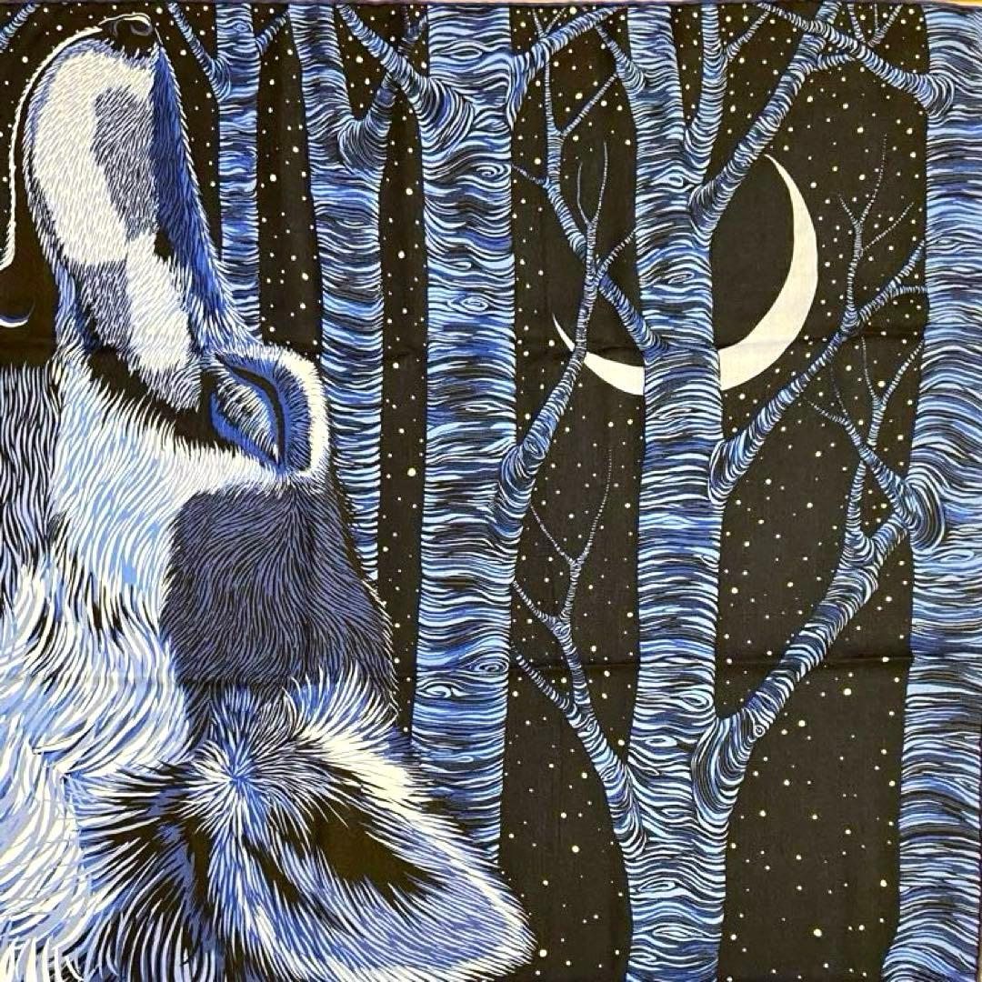 極希少 美品 エルメス カシシル ストール カレ100 Awooooo 狼 夜