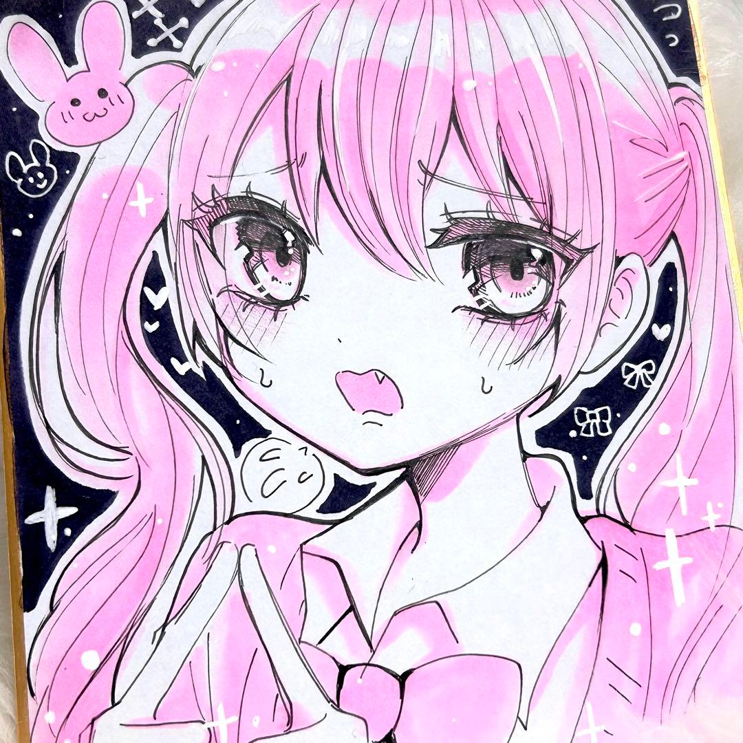 オリジナル手描きイラスト 色紙 アナログ - メルカリ