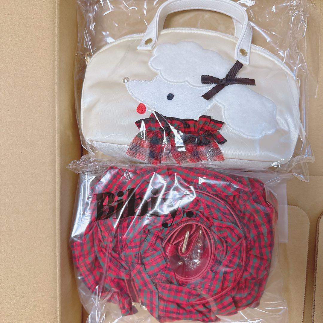 新品】ファミリアBibiyコラボ フリルチェックストラップ&ミニバッグ