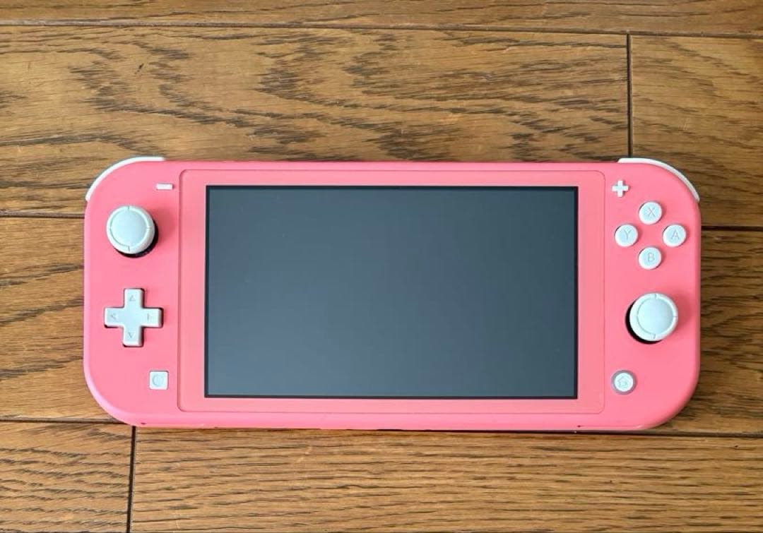 【ジャンク品】 Nintendo Switch Lite 通電〇 ちょいジャンク】充電器＋カバー＋MicroSD付 コーラル Nintendo Switch