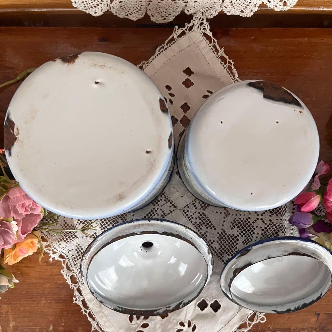 希少＊フランスアンティーク＊Japy ホーローキャニスター＊薔薇と