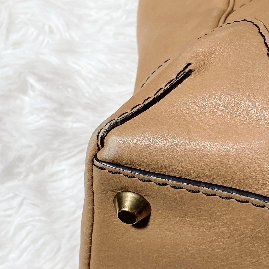 希少⭐️クロエ ハンドバッグ A4サイズ 自立型 肩掛け レザー ロゴ型押