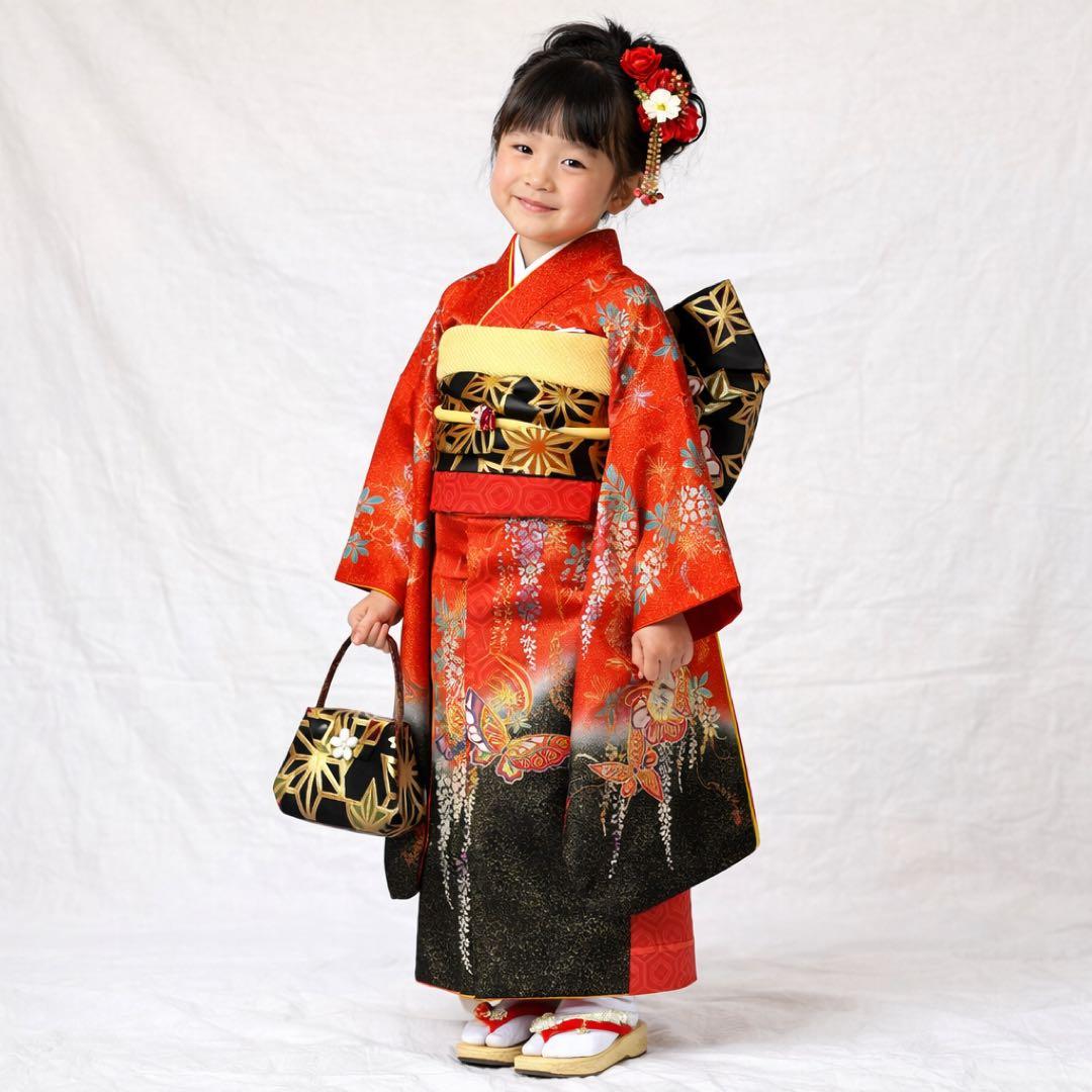 七五三 7歳 正絹 作り帯 赤 アンティーク - メルカリ