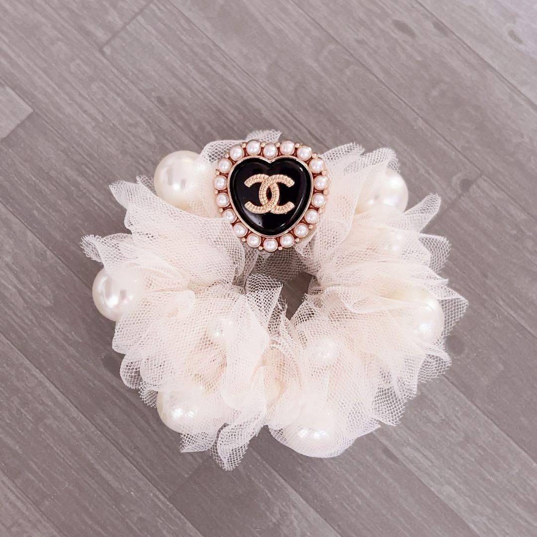 CHANEL シャネル ヘアゴム アンティークボタン シュシュ チュール