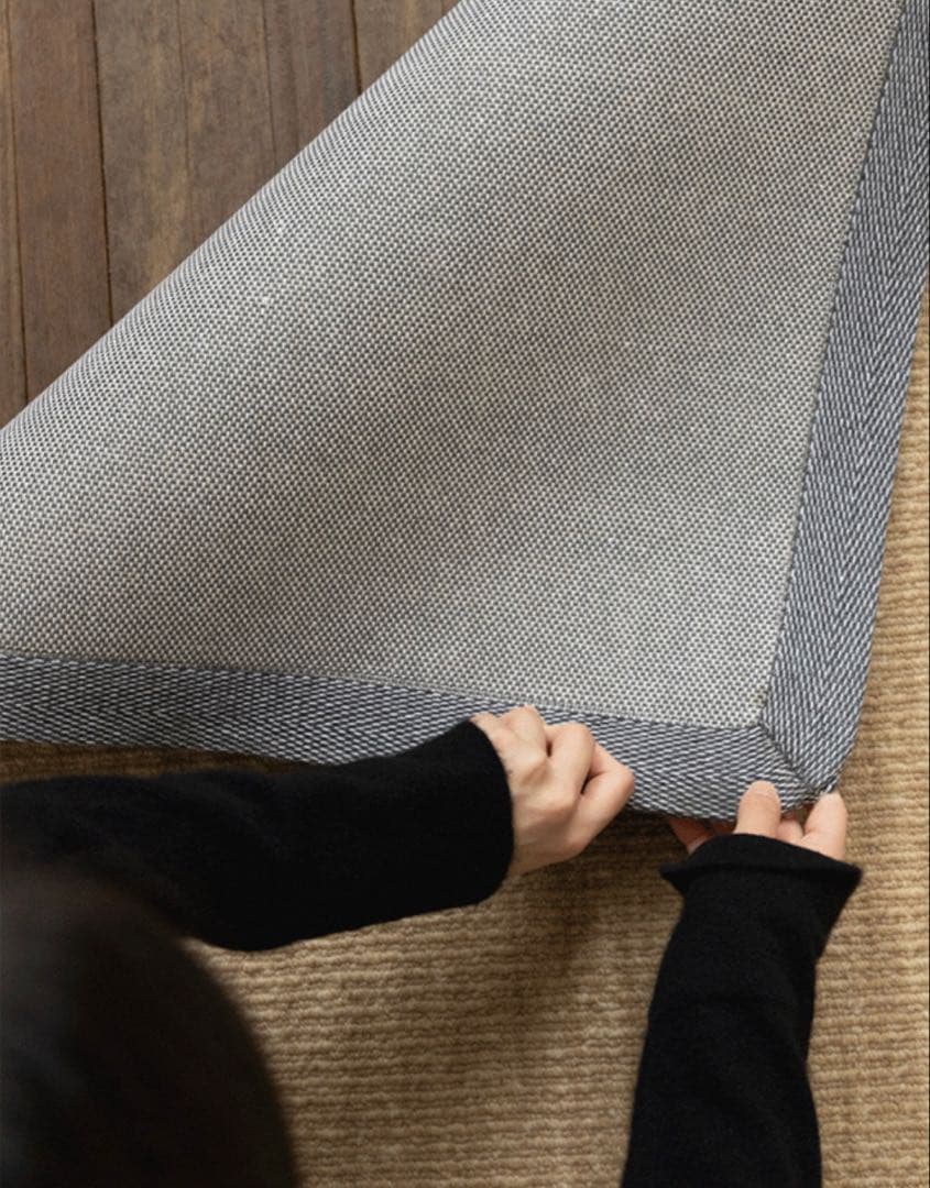 ニュージーランドウール ジュート 手織りラグ 1.4m×2m 北欧風 和モダン