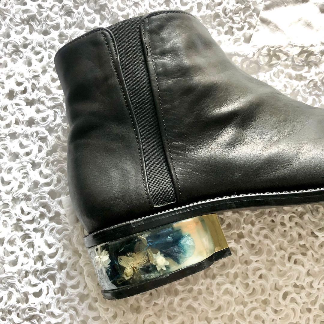 極美品⭐️MABATAKI美雨ショートブーツ《ヒールには本物の青い紫陽花✨》