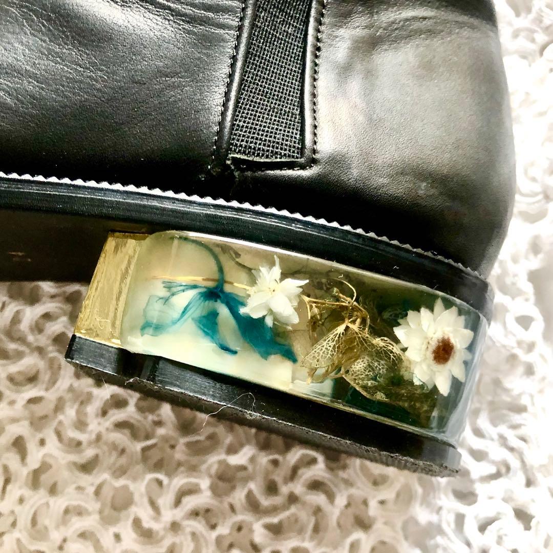 極美品⭐️MABATAKI美雨ショートブーツ《ヒールには本物の青い紫陽花✨》